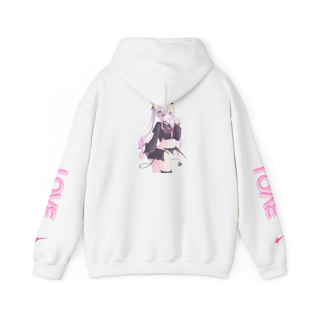 Sweat à capuche pour Femme rose « LOVE » style anime girl