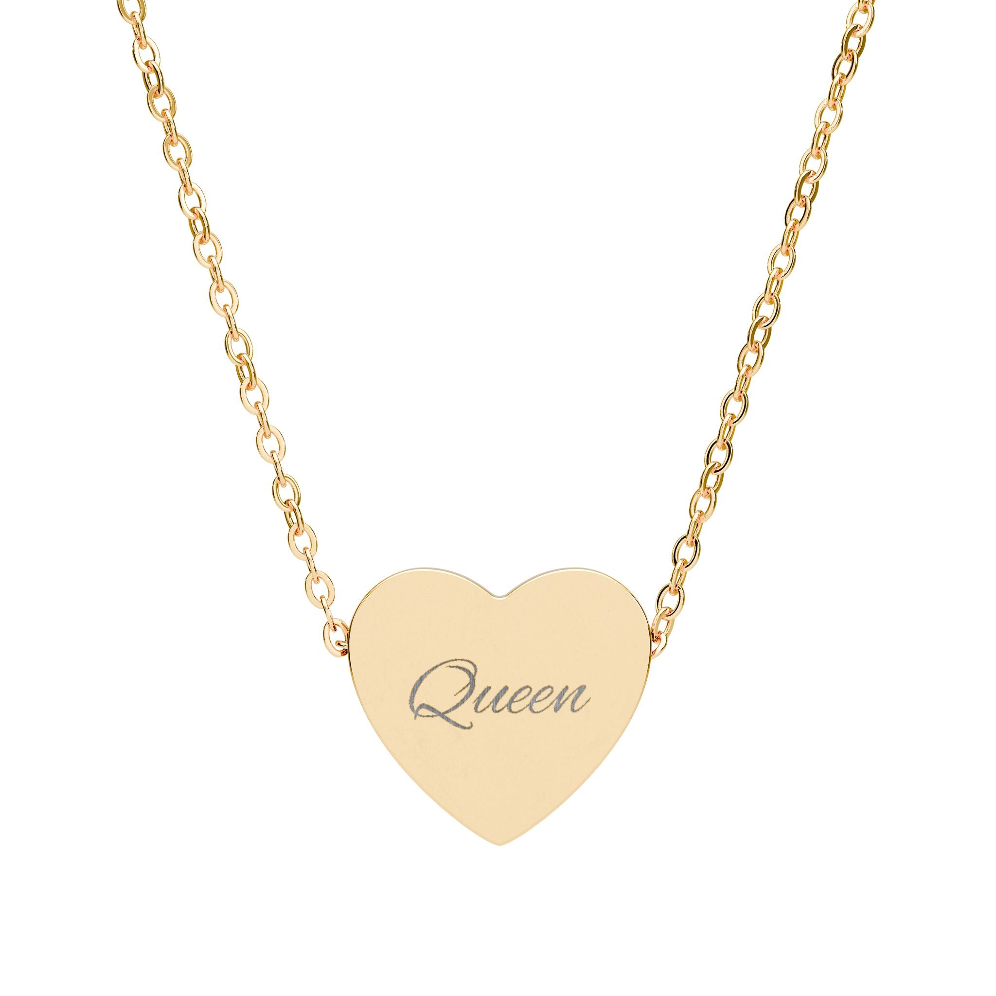 Collier Cœur « Queen » gravé 18 carrat +2