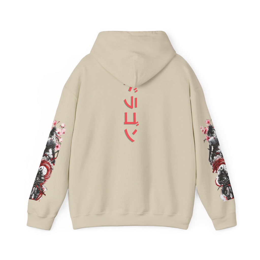 Sweat à capuche Unisexe -  japonais à manches dragon avec kanji de fleur de cerisier