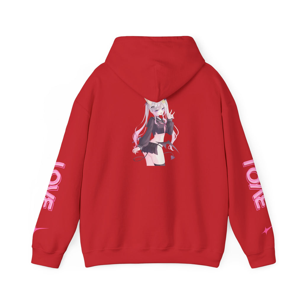 Sweat à capuche pour Femme rose « LOVE » style anime girl