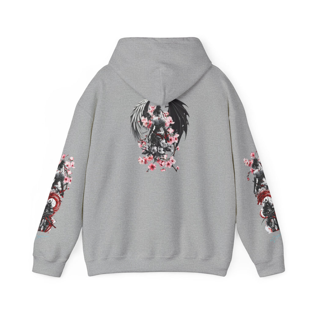 Sweat à capuche Unisexe - Crâne Ange et Démon — Sweat-shirt à motif Fleurs de Cerisier Gothiques