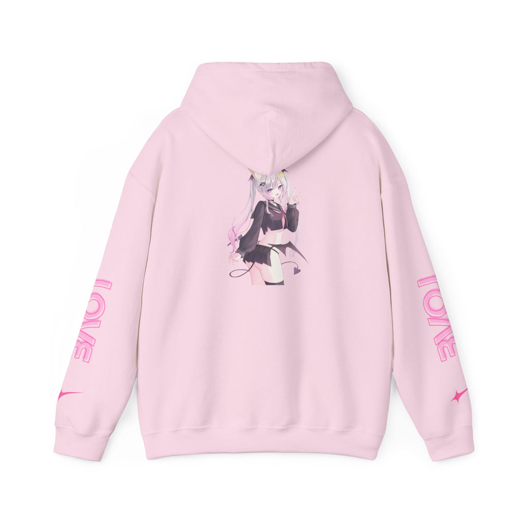 Sweat à capuche pour Femme rose « LOVE » style anime girl