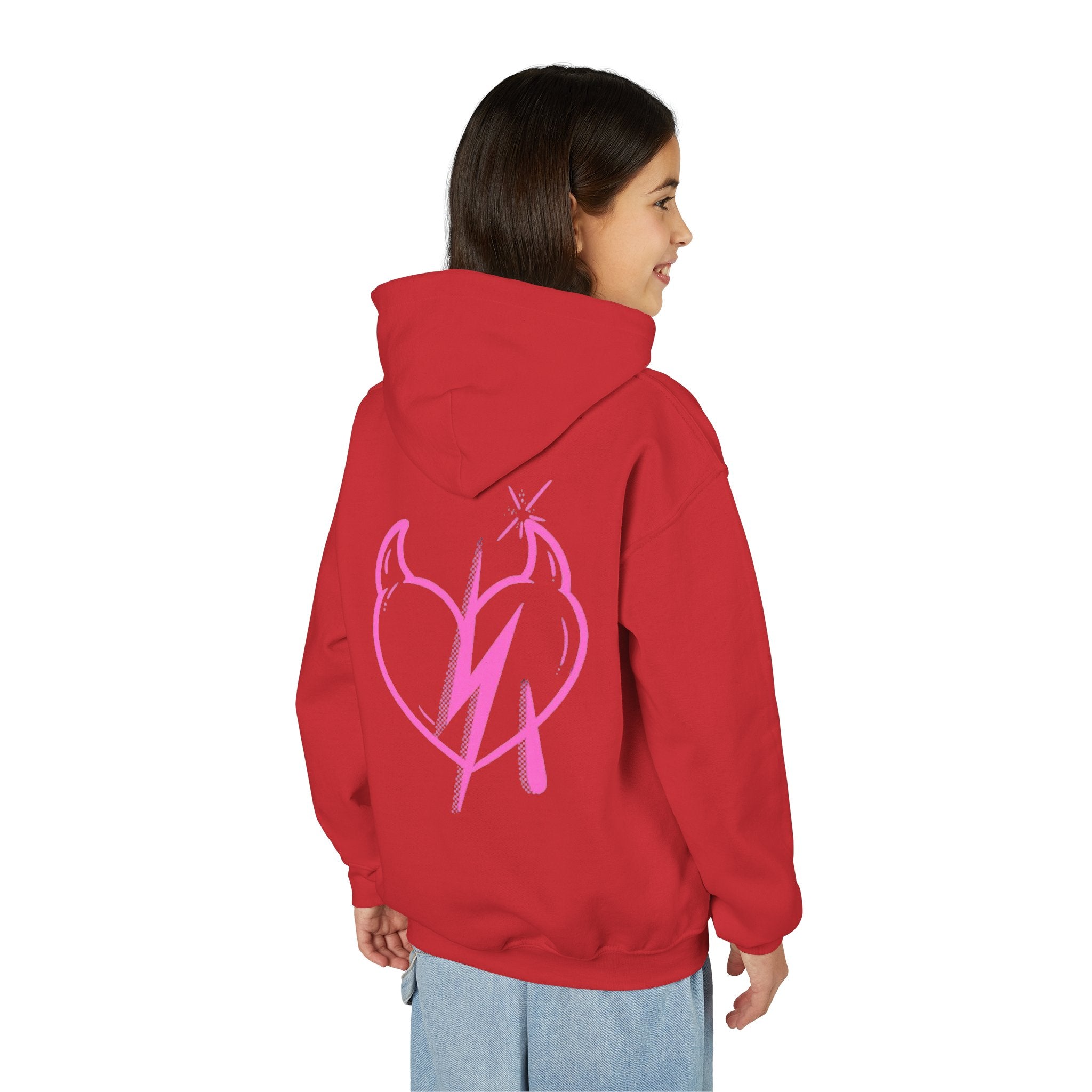 Sweat à capuche pour fille Motif cœur éclair rose