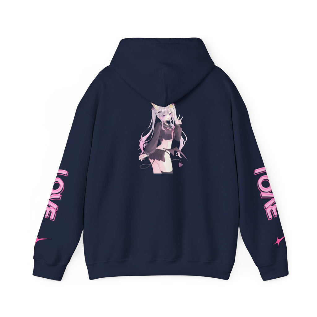 Sweat à capuche pour Femme rose « LOVE » style anime girl