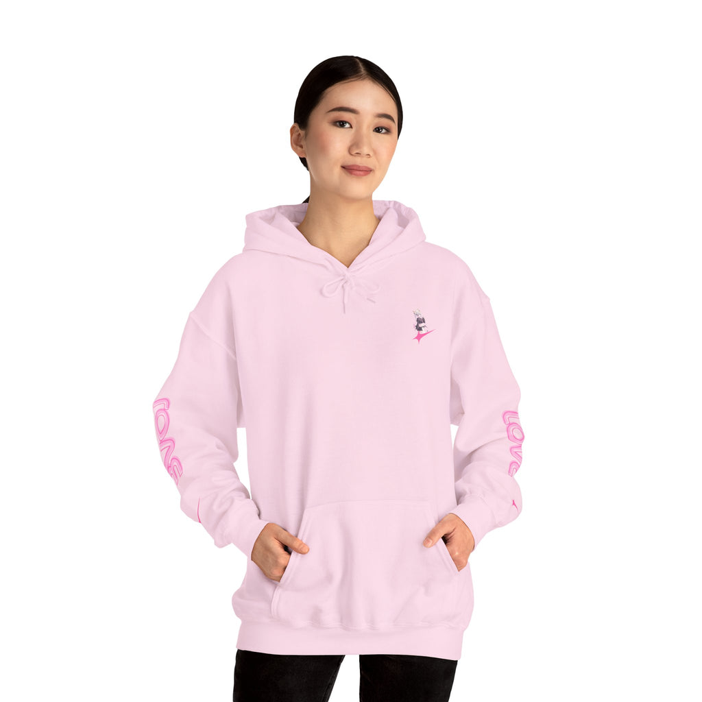 Sweat à capuche pour Femme rose « LOVE » style anime girl